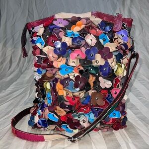 Leather floral crossbody